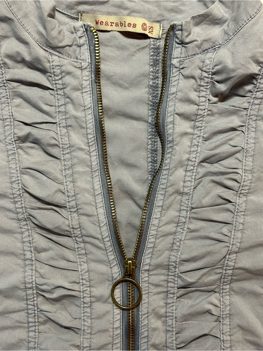 Wearables Gray Ruched Mesh Zip Jacket Size XS Utility Bomber - Picture 4 of 12